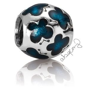 EUC Pandora 790438EN08 Sterling Silver Bead w/ Teal Enamel Butterfly